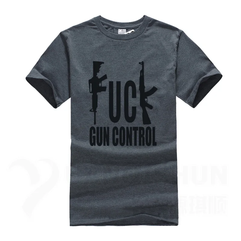 Забавная Мужская футболка с принтом с пистолетом, модный дизайн AR15 AK47, футболка с пистолетами, 16 цветов, бутик, хлопковые топы, футболки в стиле хип-хоп - Цвет: Dark gray 2