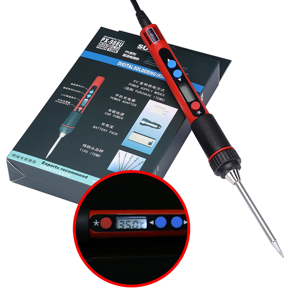 Adjustable Temperature USB Soldering Iron 5V 10W LCD Digital Soldering Gun Solder Iron For Electronic Welding Tools