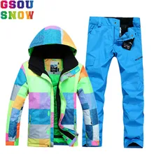GSOU зимний бренд лыжный костюм Мужская лыжная куртка брюки водонепроницаемые лыжные костюмы Сноубординг наборы зимняя уличная спортивная одежда зимние пальто