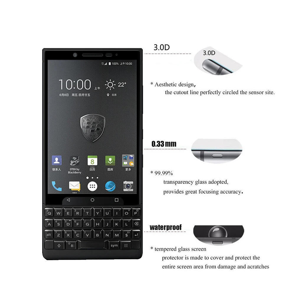 5 pz/Лото для Blackberry Key2 2.5D изогнутые 9 H твердость закаленного Стекло Экран протектор