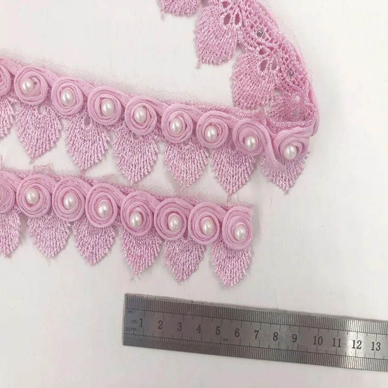 3D Water Soluble Embroidered Lace Trim Beaded Pearl Ribbon For DIY Sewing Dress Cloth Accessories 1Yard | Дом и сад