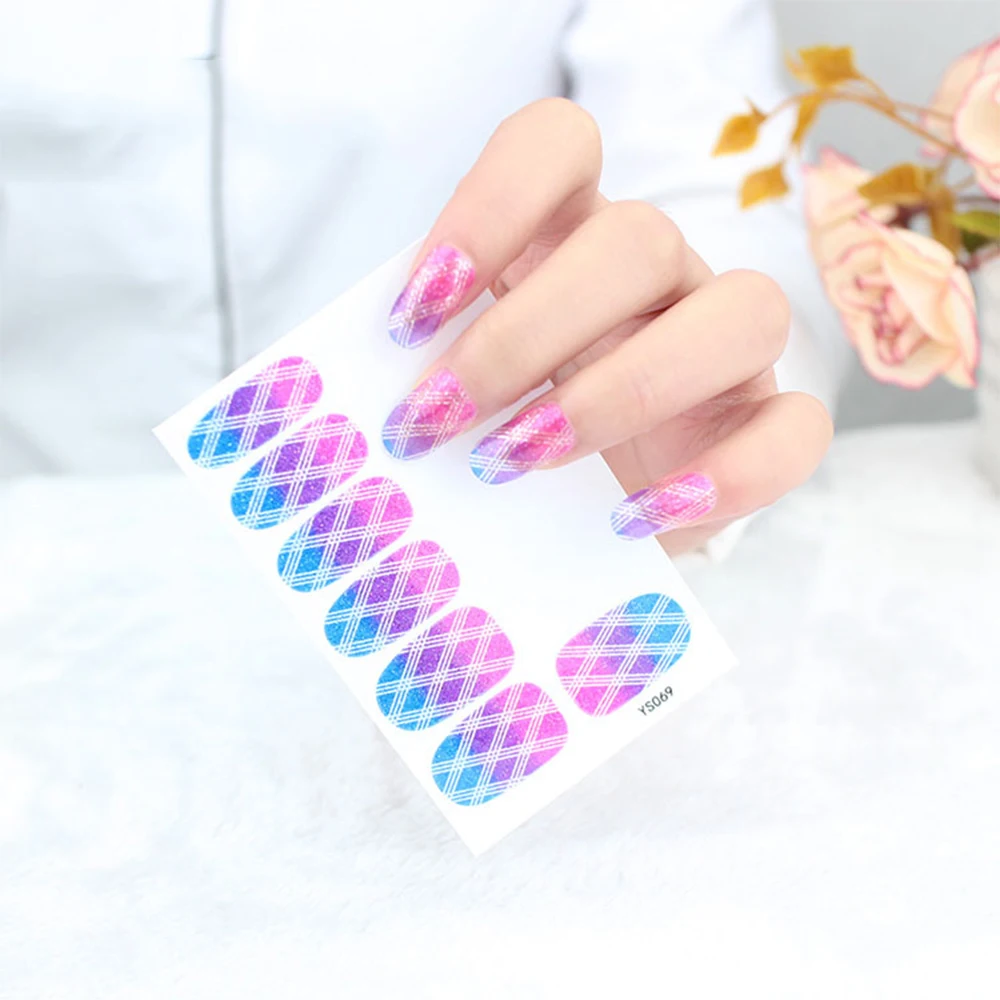 Gradient Lattice Environmental Protection Nail Sticker Waterproof Lasting Full Cover Self Adhesive 3D Art Supplies RA002 | Красота и