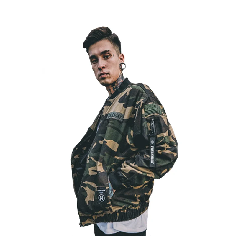

Japanese Men's Clothing Autumn Camouflage Military Style badge embroidered MA1 bomber jacket male baseball coat veste homme