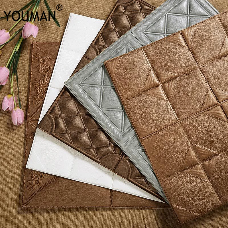YOUMAN 60cm X 60cm 3D Wallpaper Kitchen Wall Decor Wall Stickers Toilet Wallpaper Kitchen Self Adhesive Wall Foam Wall Paper