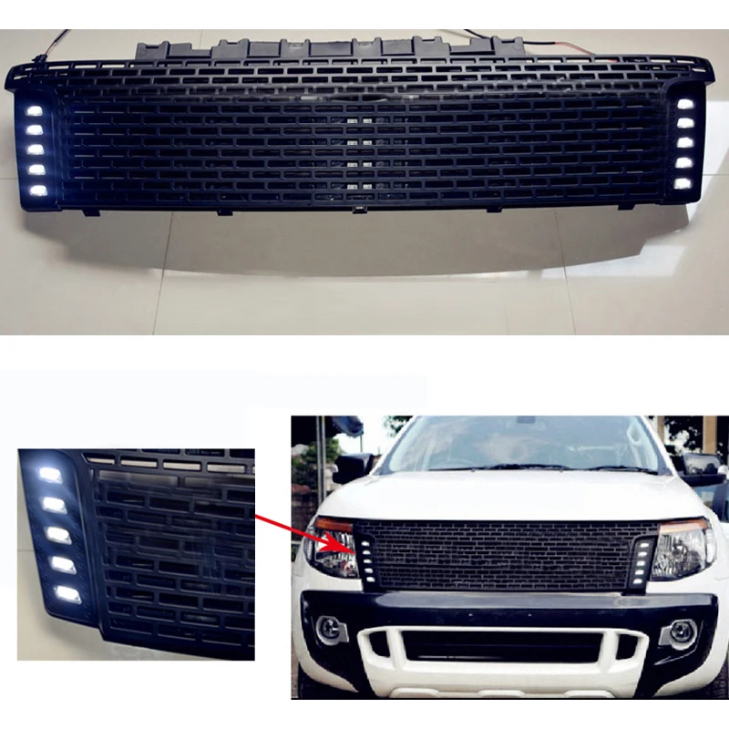 Передняя отделка гриля для ford светодиодная гоночная решетчатая ranger ABS черная Ranger