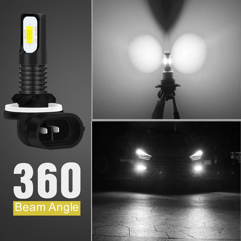 Katur 2 шт. 72 Вт H27W2 881 светодиодные лампы для автомобилей для бега вождения противотуманный светильник супер яркий 6000 К белый автоматический светильник ing Canbus без ошибок