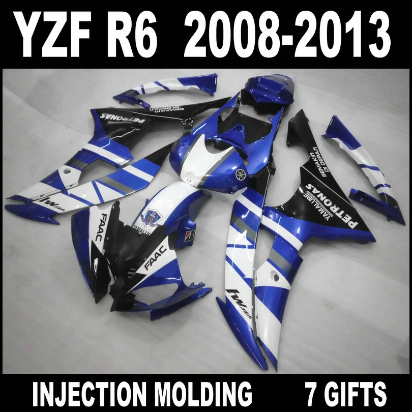 Подходит литья под давлением для 08 09 10 11 12 13 Yamaha R6 Обтекатели Популярные Белый цвет синий, черный; Большие размеры 34–43 2008-2013 YZF r6 комплект обтекателей scf74