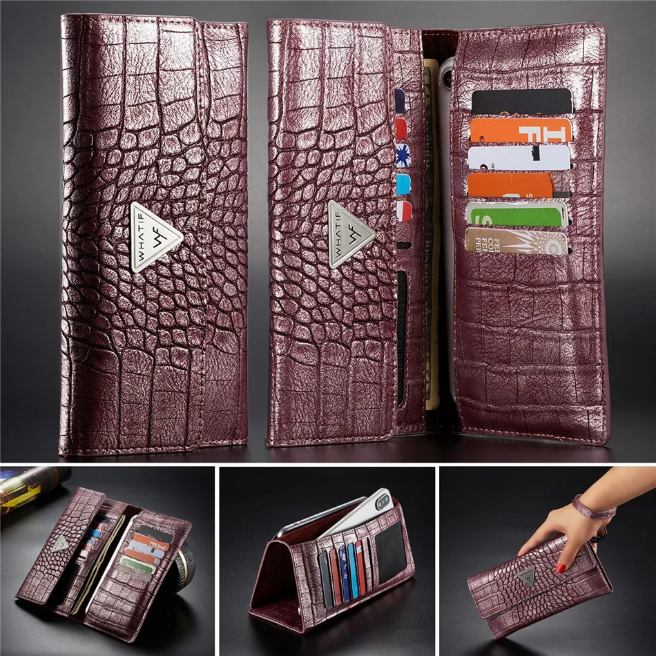 

Crocodile Patterm Luxury Phone Bag For Women Fashion wallet Case For Huawei iPhone X 8 7 PU Leather Pouches For Samsung Xiaomi