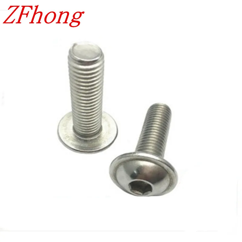 

100pcs m5*8/10/12/16/20/25/30 hex socket washer flange button head screw stainless steel 304