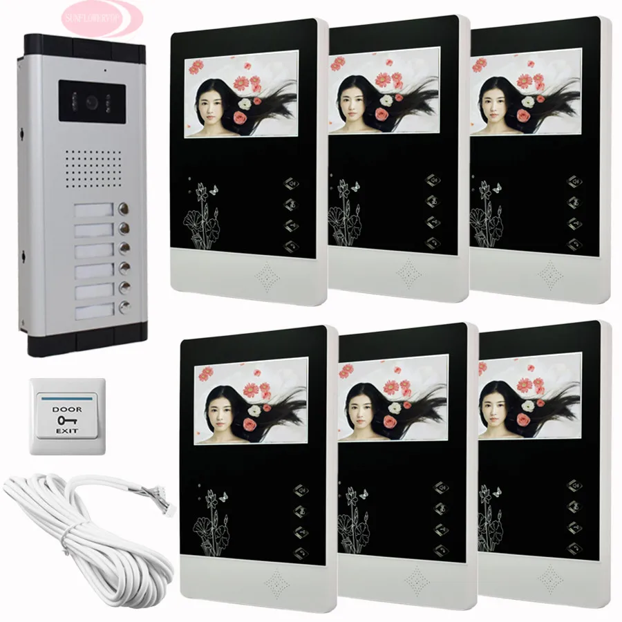 Security Video System Color Screen Video Intercom For The Apartment 6 Buttons +6 Monitors Hands Free Video Door Bell CCD Camera Security Video System Color Screen Video Intercom For The Apartment 6 Buttons +6 Monitors Hands Free Video Door Bell CCD Camera