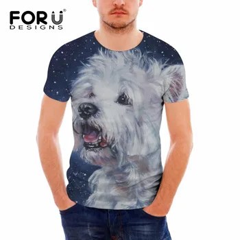 

FORUDESIGNS Men's 3D Animal Schnauzer Dog Print Short Sleeve T Shirt Male Funny t Shirt Fitness Casual Top Tees Camisa Masculina