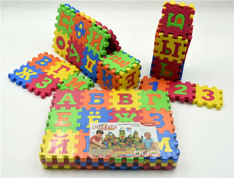 Russian 36 pcs Alphabet Letters Number Foam Mat Puzzles Toys Colorful Puzzle Mats Early Learning Educational Toys for Children
