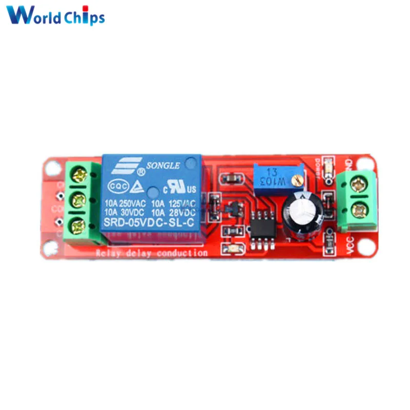 

NE555 Timer Switch Adjustable Module DC 5V Delay Relay Shield Timing CPU 0~10S 0 to 10 Second 2200W Time Delay Relay Module
