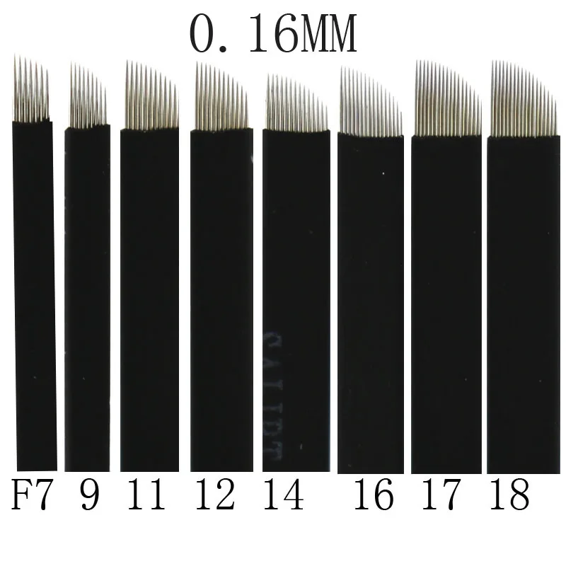 

500 Pcs 0.16mm Black Microblading Blade Permanent Makeup Manual Eyebrow Tattoo Needle Pin Bevel 7/9/11/12/14/16/17/18/21 Flex