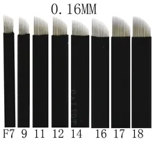 500 Pcs 0.16mm Black Microblading Blade Permanent Makeup Manual Eyebrow Tattoo Needle Pin Bevel 7/9/11/12/14/16/17/18/21 Flex