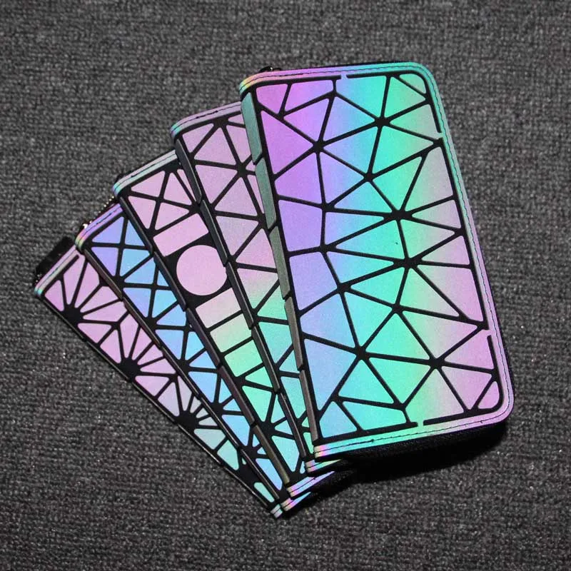 

Newest Women Long Wallet Clutch Luminous Wallet Purses Geometric Lattice Zipper Standard Wallets Noctilucent Purse Drop shipping