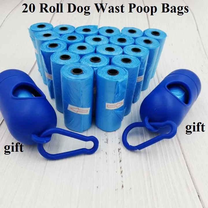 1 упаковка = 12/20/42 рулонов корма сумки с дозатором капсулы Форма собачка мусорные мешки Pooper сумки 5 цветов - Цвет: Blue 20 Rolls