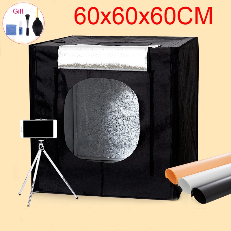 

60*60*60CM Photo Studio Portable Softbox Photography Lightbox Shooting Light box Kit For Toys Clothing Jewelry With Cleaning Set