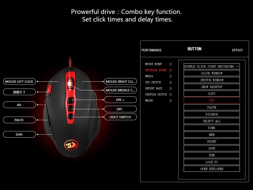 Программируемая игровая мышь Redragon 14400 dpi с боковыми кнопками Регулируемый Вес светодиодный с подсветкой высокоточная геймерская мышь M805