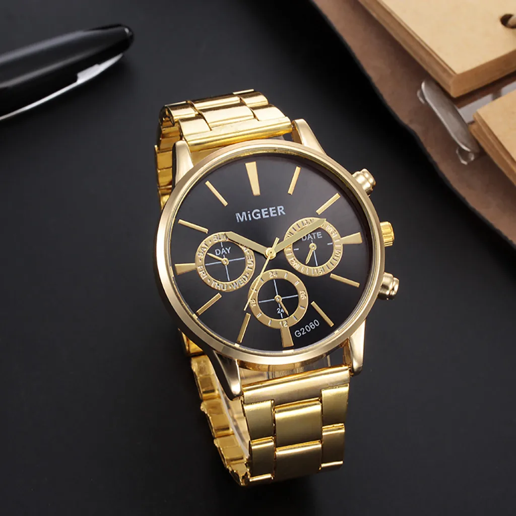 

relogio masculino watches men 2019 Fashion Luxury Crystal Stainless Steel Analog Quartz Wristwatch Clock Business Watch reloj