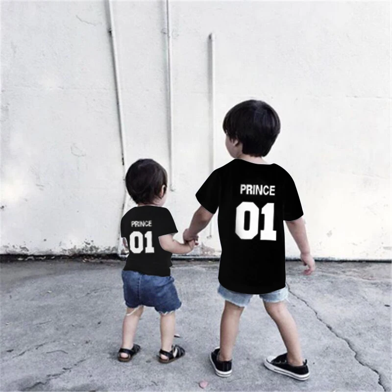 

Summer Short Sleeves T-Shirts For Boys Girls Princess & Prince T Shirt Kids Birthday Party Baby Girl Tops 8 10 Years Designs