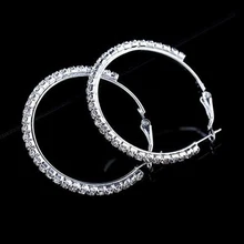 1 пара, модные серьги-кольца, простые блестящие кристаллы, высокое качество, женские роскошные серьги-кольца, свадебные украшения, аксессуары