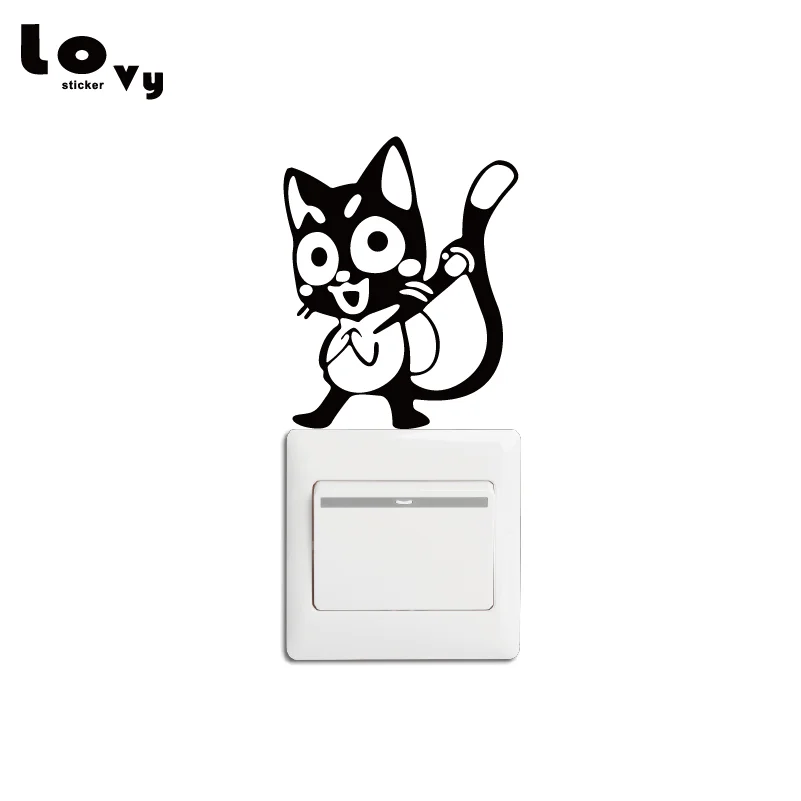 58cm anime fairy tail charles lulu plush toy kawaii happy charles anime fairy tail happy switch sticker funny cartoon cat vinyl wall decal for bedroom home decor
