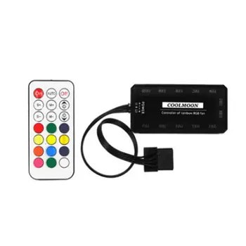 

Newest RGB Aurora Cooling Fan 6pin Controller RGB LED Ring For Computer Water Cooler Color Adjustable Radiator Fan Connectors