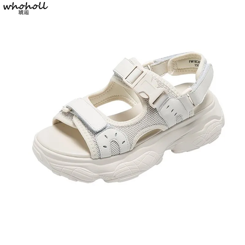 

WHOHOLL Leader Show Women Sandals Outdoor Beach Women Sandals White Shoes Summer Fashion Casual Sandals for Women Flats Footwear