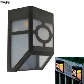 

2x hot sell waterproof solar wall lamps ABS Solar LED Path Light Outdoor Garden wall lightings Yard Path Fence Lamp