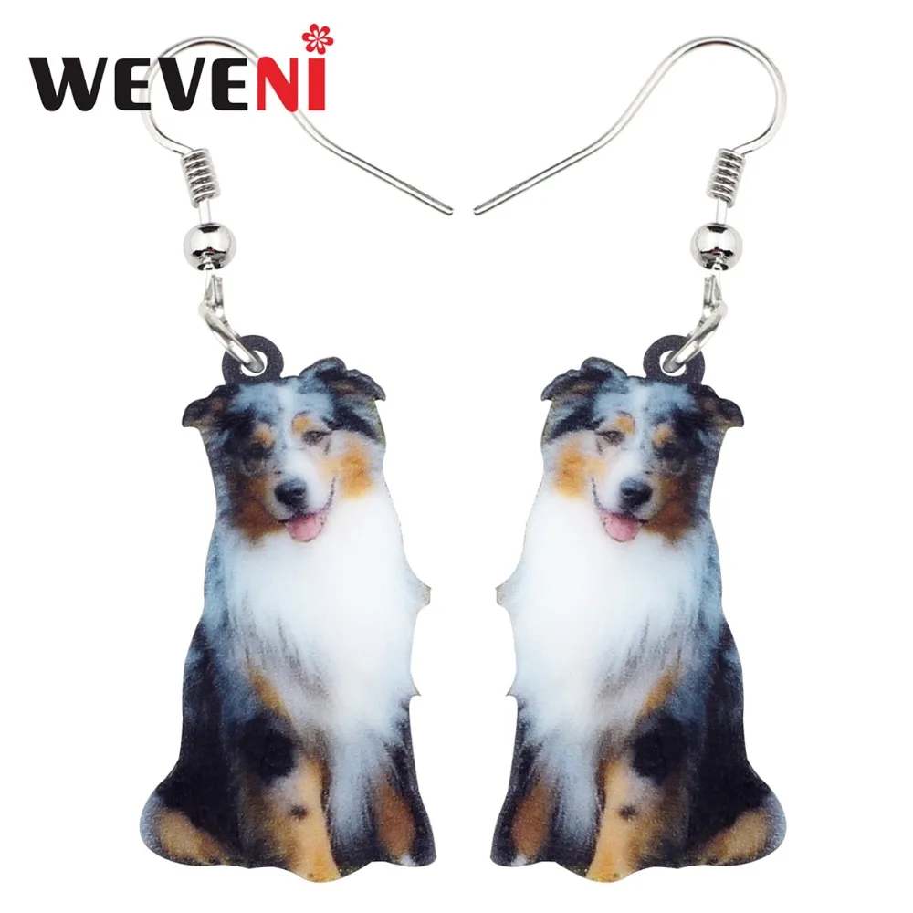 

WEVENI Acrylic Happy Australian Shepherd Dog Earrings Dangle Drop New Trendy Animal Jewelry For Women Girls Dropship Wholesale