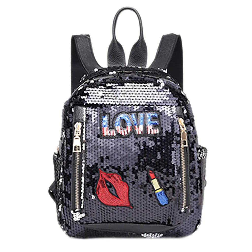 

Women Sequins Backpack School Wild Leisure Fold Student School Bags For Teenage Girls holographic sac a dos #G8