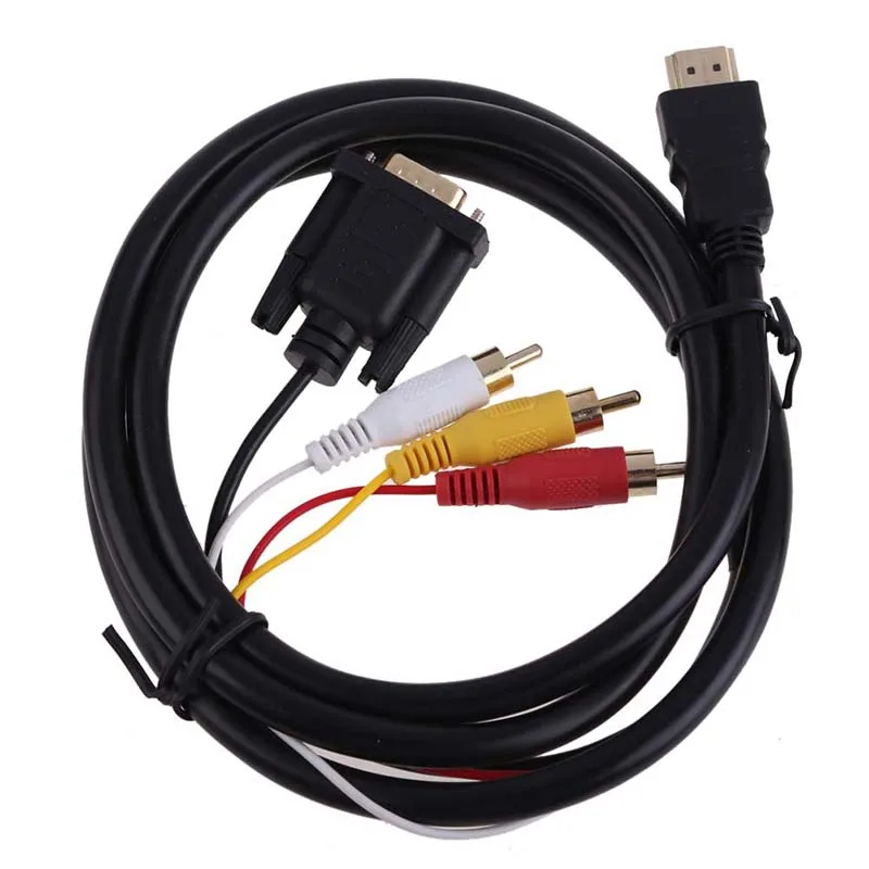 2019 оптовая продажа Прочный 1,5 м 1080 p HDMI HDTV к VGA 3 конвертер RCA Кабель-адаптер передачи сигнала аксессуары для трансмиссии