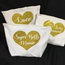 На заказ Золотые сердца подружки невесты цветок девушка свадебный подарок Макияж Косметички Кошельки уникальный подарок для невесты вечерние сумки