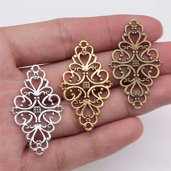 

WYSIWYG 5pcs 41*25mm vintage antique bronze color flower connector charms