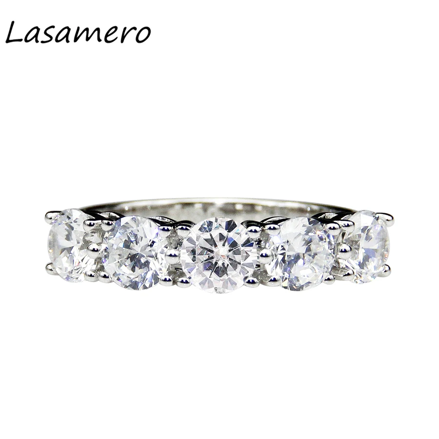 LASAMERO Round Cut 1.75 CTW Pave Set Certified Moissanites Ring Solitaire 14k White Gold Engagement Wedding Fine Jewelry |