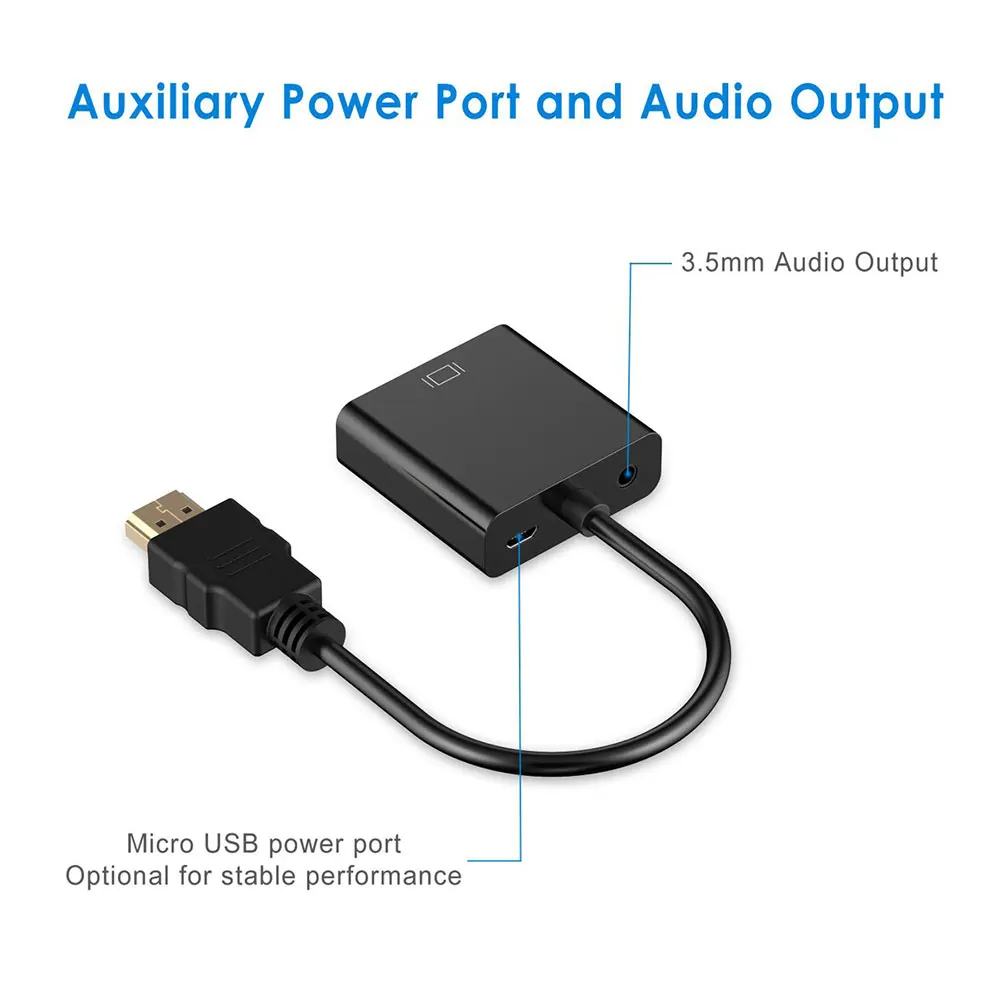 QGeeM HDMI в VGA адаптер цифро-аналоговый видео аудио конвертер Кабель HDMI VGA разъем для Xbox 360 PS4 ПК ноутбук ТВ коробка