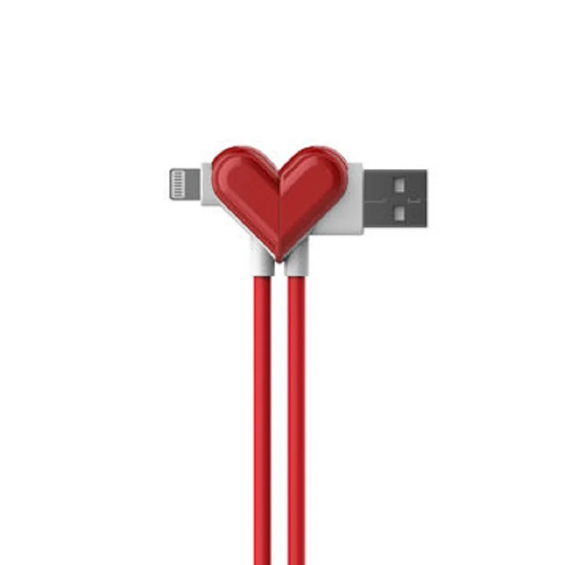 Red USB2.0 данных кабель мобильного телефона Кабели передача данных Зарядка 2A сердце магнитной двусторонний кабель для передачи данных - Цвет: Red