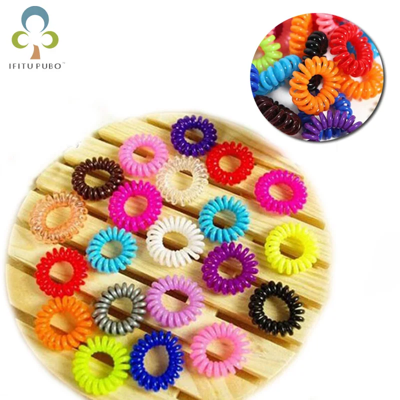 

20pcs/set Telephone Line Gum mix Colored Elastic Hair Band For Girl Rope hairstyle tool styling accessories free shipping WYQ