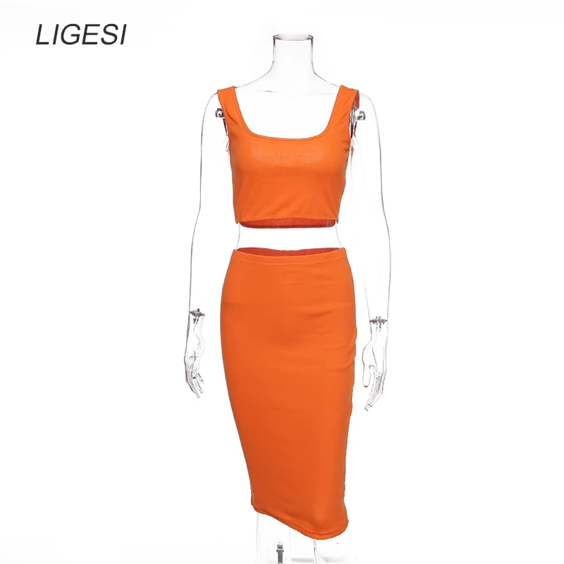 Sexy Two Piece Set 2 Piece Set Women Two Piece Outfits Crop Top And Skirt Set Bodycon Matching Sets Summer Clothes 2019