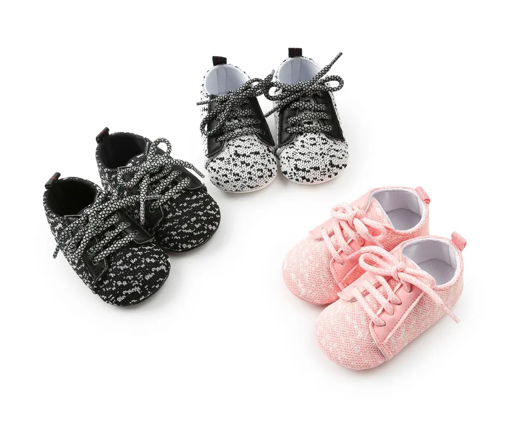 

Comfortable Cotton Fabric Baby Shoes Lace-Up Soft Sole First Walkers For 0-18 Months Baby Boy Girl Prewalkers Wholesale
