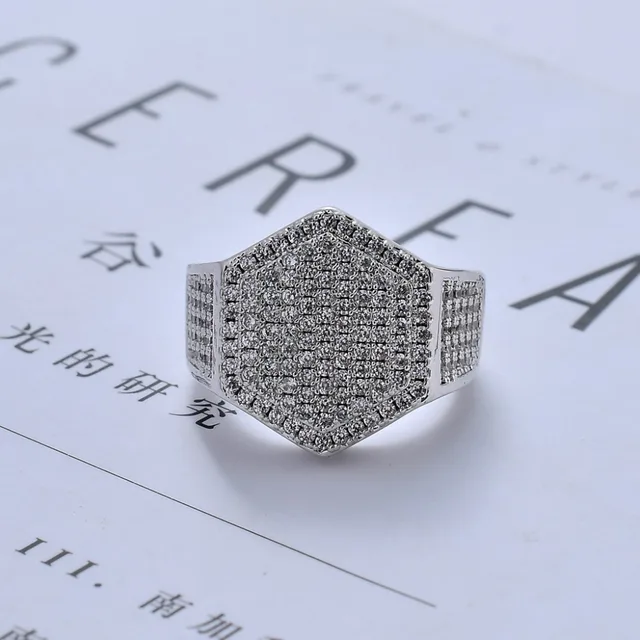 ювелирное изделие в стиле хип хоп круглое кольцо с шестиугольной фотография