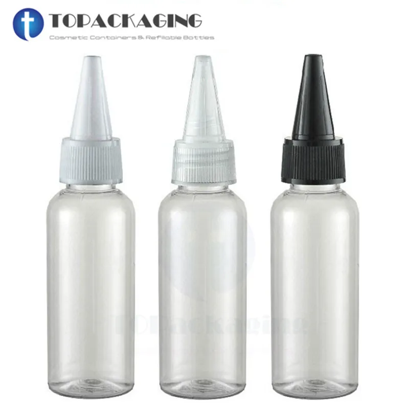 

50 pcs/Lot PET Needle Top Bottle Cosmetic Plastic Containers 50ML Transparent Dropper Empty Refillable Bottle Perm Hairdessing