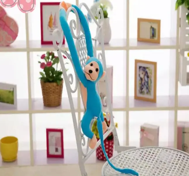 60 см каваи длинные руки хвост обезьяна чучела кукла плюшевые игрушки шторы для сна ребенка, Успокаивающая кукла животного подарки на день рождения - Цвет: Синий