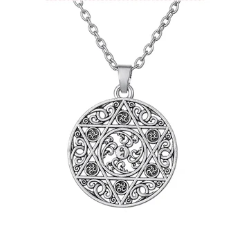 

10PCS Choker Hebrew Religious Statement Necklace Men Star Of David Flower Pendant Necklaces For Women Jewelry Gift