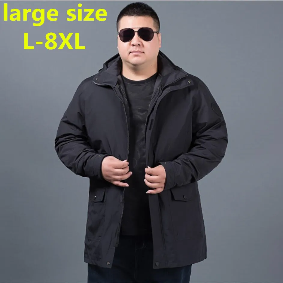 Большие размеры 8XL 6XL 5XL 4X осенняя куртка мужчин 2 в 1 комплект куртка-парка