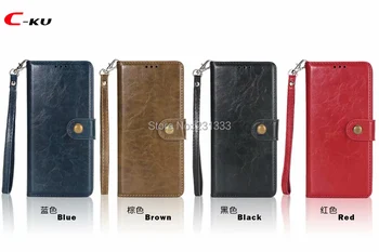 

C-ku Retro Crazy Horse Strap Wallet Leather Pouch Case For Iphone X 8 7 PLUS I7 6 6S 5 SE 5S TPU ID Card Money Stand Skin 100pcs