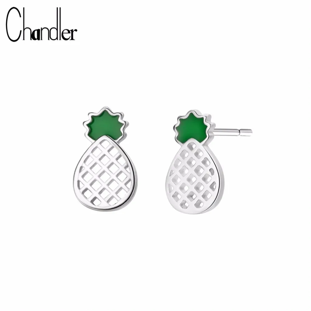 Chandler New Tiny Silver Pineapple Stud Earring For Women Fruit Earrings For Girls Kids Best Friend Gift Minimalist Decoration