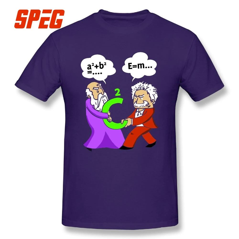 Научная лаборатория Пифагор борется с Эйнштейном футболки с коротким рукавом Футболка хлопок мужские футболки с круглым вырезом - Цвет: Фиолетовый