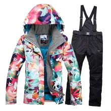 Warm thick waterproof coat high-quality clothing Gsou snow Winter women ski suit outdoor sports ski jacket and pants